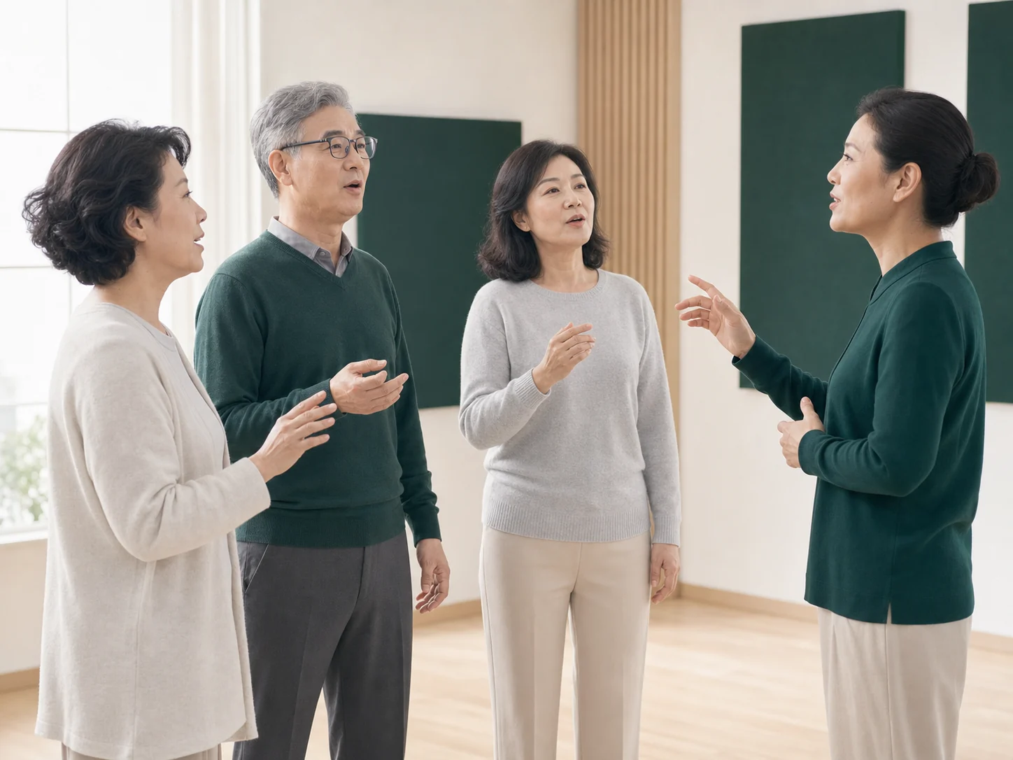 熟龄学员在轻松的集体声乐课中进行持续音练习